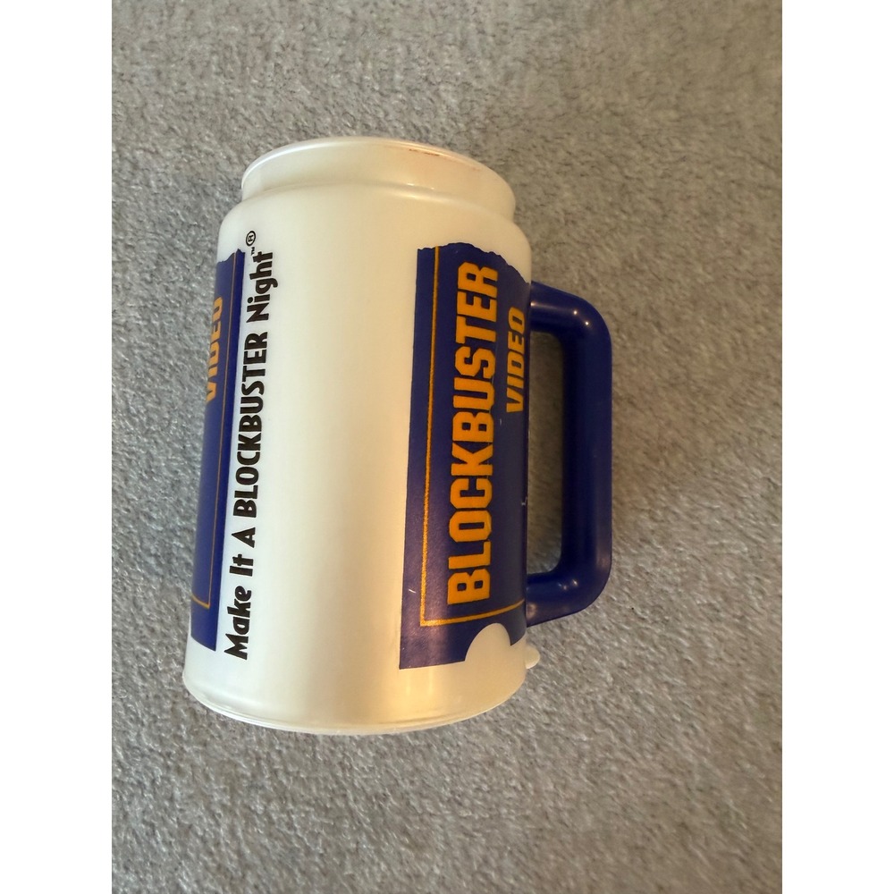 Vintage Blockbuster Video Plastic Travel Mug Whirley Insulated 90s Movie Promo
